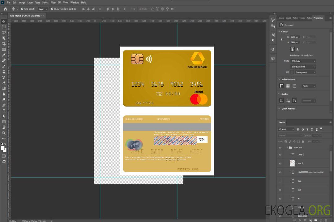 Carte Mastercard de la Commerz Bank en Allemagne template Carte Mastercard de la Commerz Bank en Allemagne template